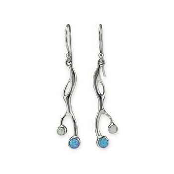 Molten Sterling Silver Opal Duo Drop Earrings, 2 of 6