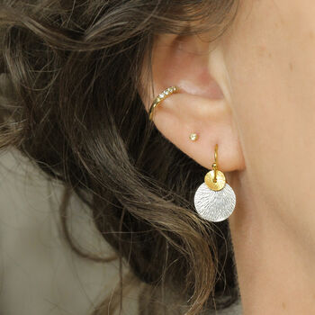 Mixed Metal Silver And Gold Disc Earrings, 7 of 11