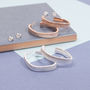 Silver Polygon Earrings With Rose Gold Plating, thumbnail 2 of 4