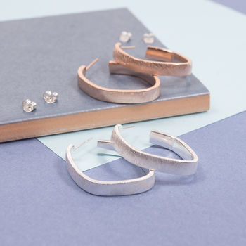 Silver Polygon Earrings With Rose Gold Plating, 2 of 4
