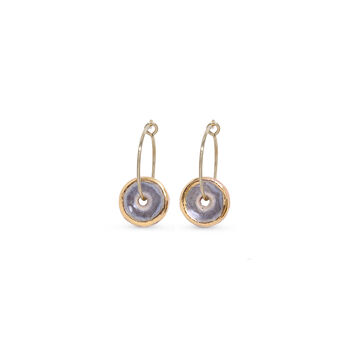 Ceramic, Glass And Gold Smoky Purple Hoop Earrings, 3 of 6