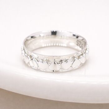 Personalised Sterling Silver Band Of Hearts Spinner Ring, 3 of 9