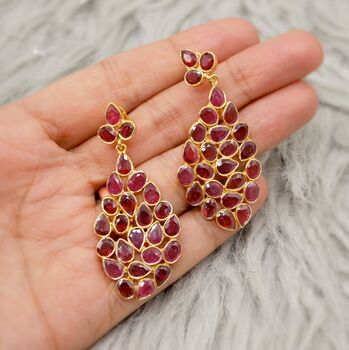 Red Ruby Sterling Silver Earrings, 2 of 10