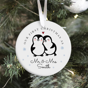 Personalised Our First Christmas Married Ceramic Gift Ornament, 2 of 7
