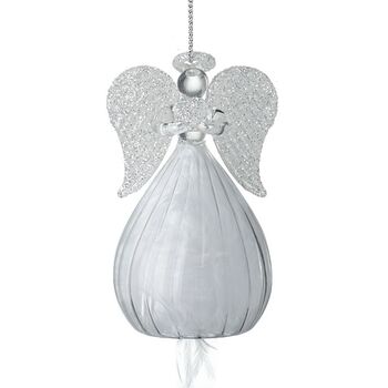 Christmas Glass Hanging Angel With Ribbed Skirt, 2 of 3