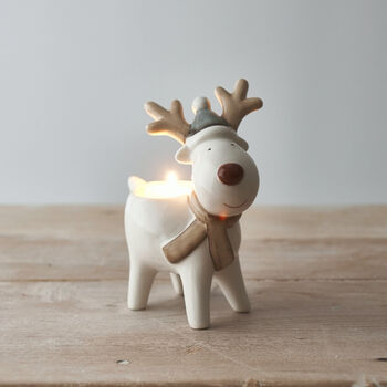 Christmas Reindeer Ceramic T Light Holder, 4 of 6