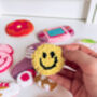 Yellow Smiley Face Handmade Punch Needle Phone Grip, thumbnail 2 of 2