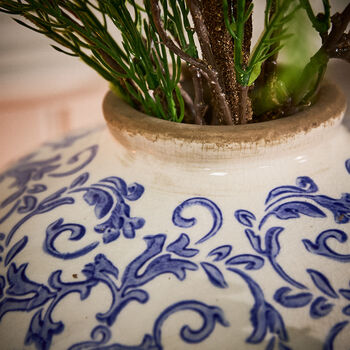 Solene Blue Botanical Round Vase, 4 of 6