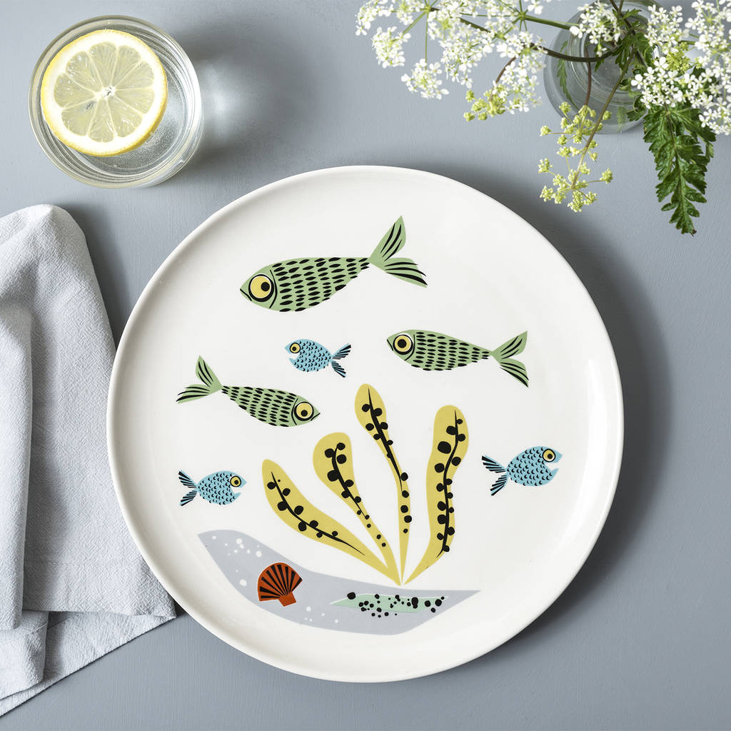 Handmade Ceramic Fish Dinner Plate By Hannah Turner