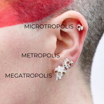 Brutalist Silver Stud Earrings | Megatropolis Earrings, 8 of 10