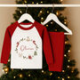 Personalised Child's Christmas Pyjamas / Pjs Red Wreath, thumbnail 1 of 4
