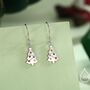 Dainty Christmas Tree Drop Hook Earrings In Sterling Silver, thumbnail 1 of 11