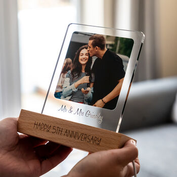 Personalised Photo LED Light 5th Anniversary Wood Gift, 4 of 5