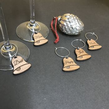 Personalised Christmas Bells Wine Glass Charms, 4 of 7