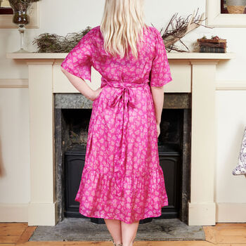 Zaria Silk Print Embroidered Pink Dress 19, 2 of 9