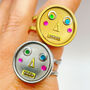 Statement Ring With Cute Robot Faces In Gold Or Silver, thumbnail 1 of 10