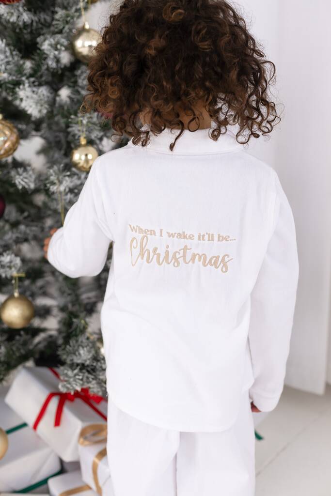 When I Wake Christmas Eve Personalised Embroidered Back And Front Reindeer Pyjamas, 1 of 4