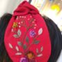 Hand Embroidered Floral Red Headband, thumbnail 6 of 8
