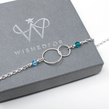 New Mum Bracelet, Linked Circles And Birthstones Sterling Silver, 3 of 4
