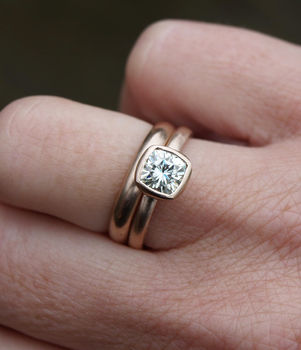 Recycled 9ct Rose Gold Ring Set With 1ct Moissanite, 3 of 5