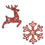 Set Of Two Handmade Christmas Red Hanging Decorations, thumbnail 2 of 6