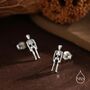 Sterling Silver Full Human Skeleton Stud Earrings, thumbnail 7 of 12