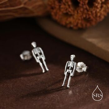 Sterling Silver Full Human Skeleton Stud Earrings, 7 of 12