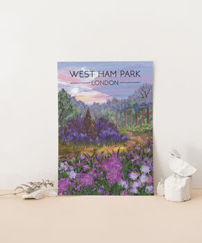 West Ham Park London Travel Poster Art Print, 3 of 8