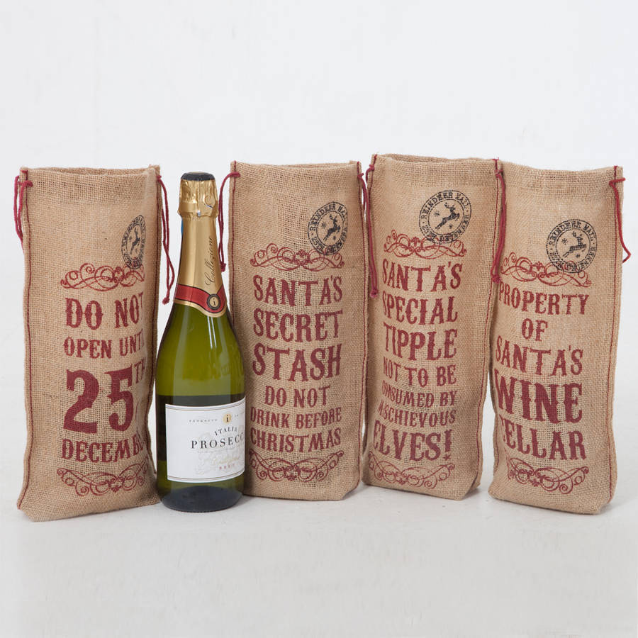 Christmas Novelty Bottle Gift Bags By Lime Tree London