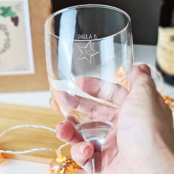 Engraved Wine Glass Personalised Gift For 70th Birthday, 4 of 8