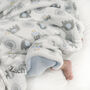 Personalised Blue Elephant And Owl Blanket, thumbnail 8 of 10