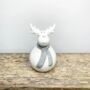 Plump Grey Reindeer With Spotty Scarf, thumbnail 1 of 2