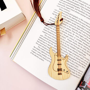Personalised Mens Wooden Electric Guitar Bookmark, 6 of 11