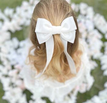 Flower Girl Hair Bow Barrette / Fable Ivory, 2 of 4