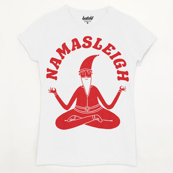 Namasleigh Yoga Santa Women's Christmas T Shirt, 4 of 6