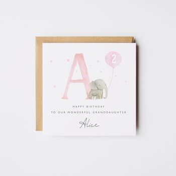 Elephant Happy 1st Birthday Girl Card *Age Options, 2 of 5