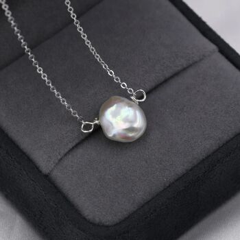 Irregular Shape Keshi Pearl Necklace Sterling Silver, 4 of 11