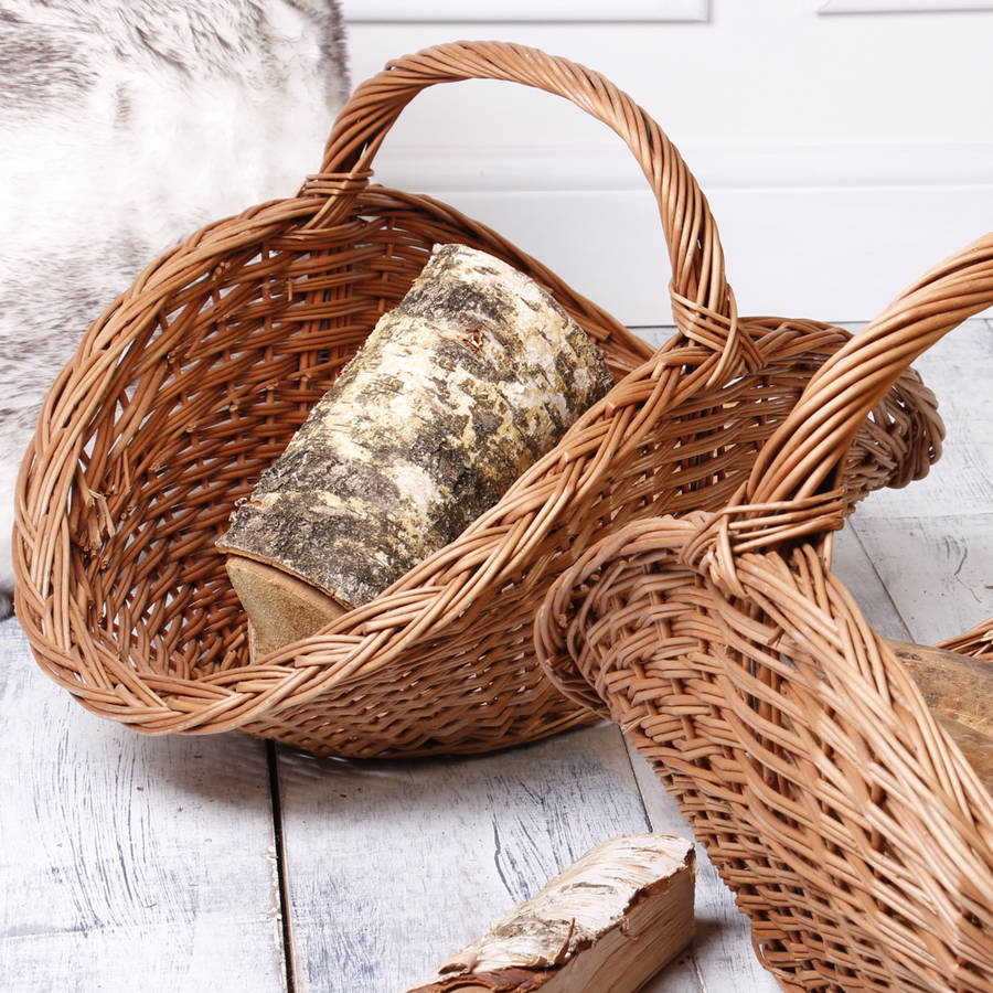 set of two buff willow log baskets by dibor