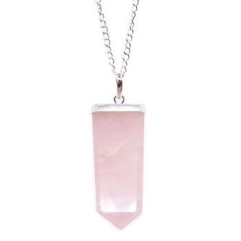 Gemstone Flat Pencil Pendant Rose Quartz, 7 of 8