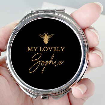 Personalised Bee Design Round Compact Mirror, 2 of 4