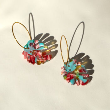 Rainbow Tortoiseshell Leaf Earrings, 2 of 6