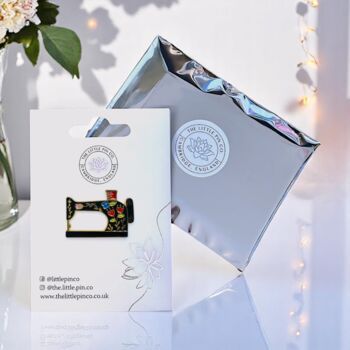 Sewing Machine With Flower Design Enamel Pin Brooch, Birthday Gift For Sewers, Crafters, Dressmakers, Seamstresses, 2 of 8