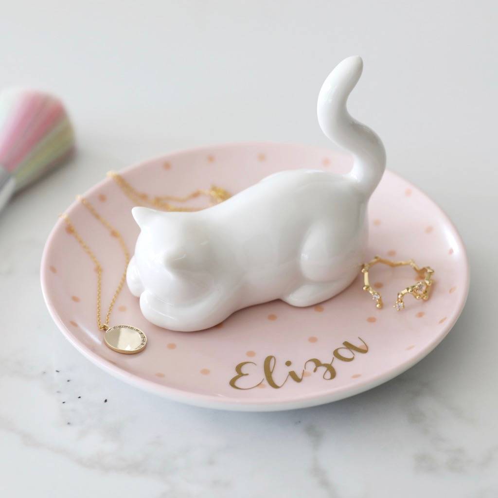 personalised cutie cat trinket dish by lisa angel