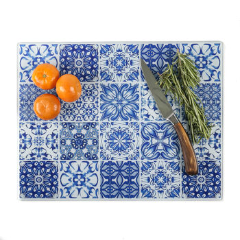 'Mixed Tiles' Worktop Protector Blue And White, 2 of 12