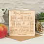 Teacher Class Leavers Bookcase Wooden Engraved Card, thumbnail 1 of 4