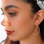 Half Hoop Textured Threader Sterling Silver Earrings, thumbnail 1 of 6