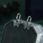 Sterling Silver Blue Butterfly Huggie Hoops, thumbnail 2 of 10