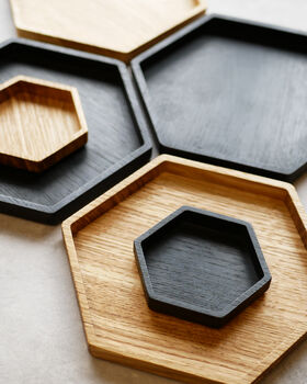 Wooden Oak Hexagon Tray, 2 of 2