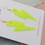 Neon Green Glitter Lightning Bolt Earrings Small And Large, thumbnail 2 of 10