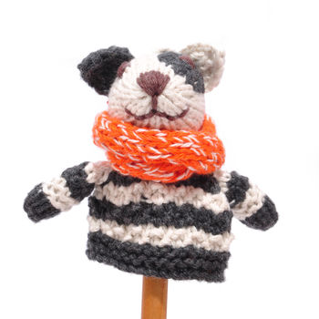 Hand Knitted Finger Puppet In Organic Cotton, 3 of 9